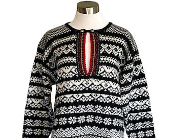 Susan Bristol Women's Vintage Wool Sweater / Scandinavian Nordic Cottagecore Ski Sweater