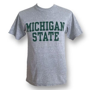 Vintage 90&#39;s Men&#39;s Michigan State University Tee / Size Small Medium / Gray & Green MSU T-shirt