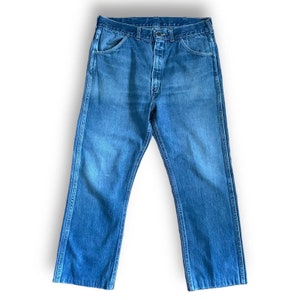 Vintage 1970&#39;s Big Yank Jeans / Size 32x26 / Blue Faded Denim Straight Leg High Rise Jeans