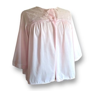 Vintage 1960&#39;s Van Raalte Women&#39;s Bed Jacket / 60&#39;s Sissy Pink Nylon Lingerie