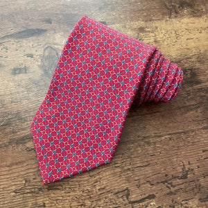 Brooks Brothers 346 Red Silk Necktie / Vintage Menswear / Made in the USA / Horsebit Pattern Equestrian Tie / A Gift For Him