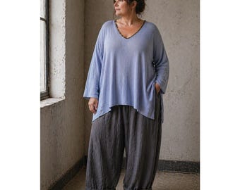 Top vintage de los 90 de Fitigues con tejido de gofre / Talla XL / Estilo minimalista Lagenlook de los 90