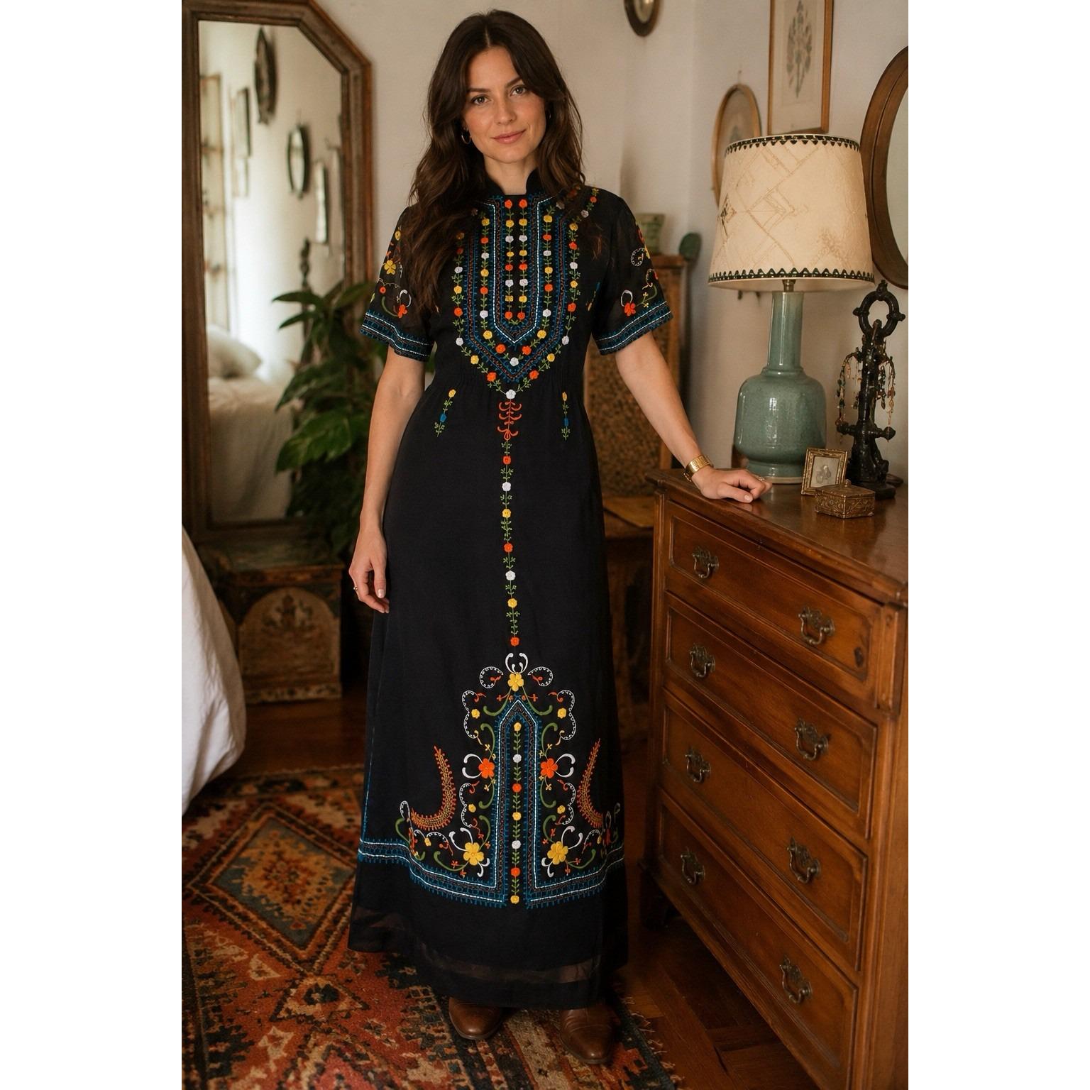 70s black dress fashion vintage 70s black cocktail dress – 86 Vintage main image 1