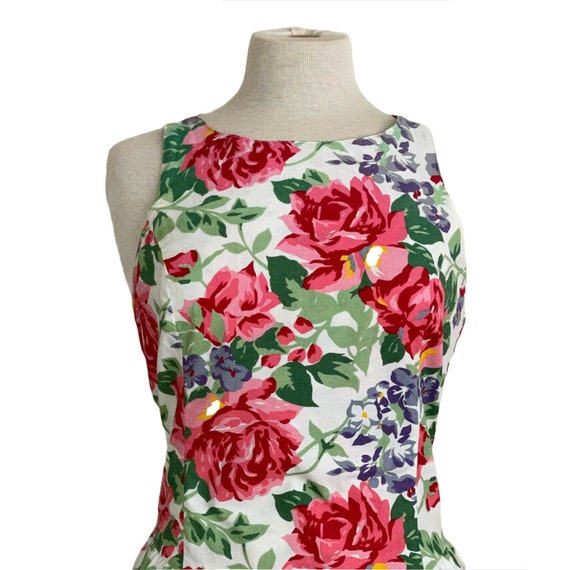 Vintage 1980's Womens Rose Floral Midi Dress / Co… - image 3