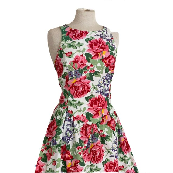 Vintage 1980's Womens Rose Floral Midi Dress / Co… - image 5