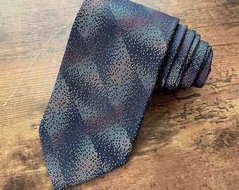 vintage Missoni Cravatte pour homme / Cravate de créateur en soie bleue, rose et prune / Fabriquée en Italie