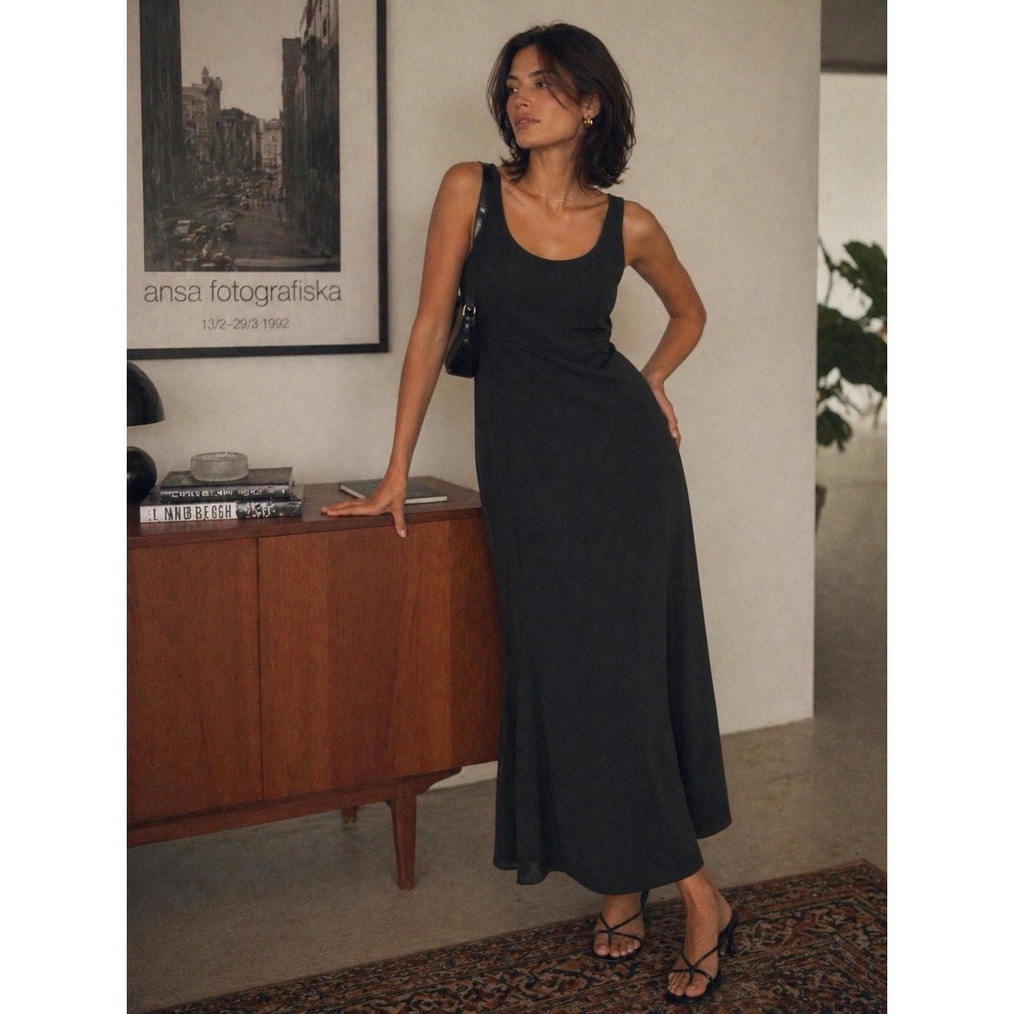 90s dress sewing pattern Everlane Dream '90s Midi Dress In Black, Size XXS, Cotton
