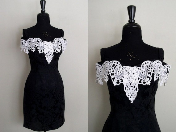 jessica mcclintock black and white dress