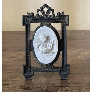 Antique 19th Century Napoleon III French Meerschaum Carved Relief in Brass Frame / Second Empire Art