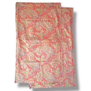 Roupa de cama vintage Lauren Ralph Lauren / Conjunto de 2 fronhas Edmonton King / Fronha de algodão com franjas Paisley vermelha