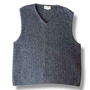Vintage Eddie Bauer Men&#39;s Sweater Vest / Size Large / Charcoal Gray Wool V-neck Eclectic Grandpa Sweater Vest