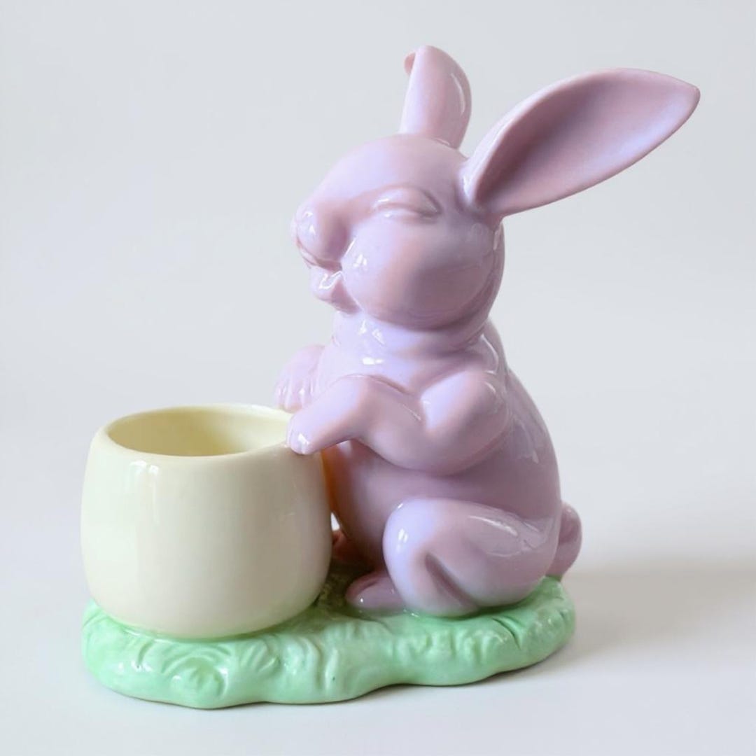 ヴィンテージ東洋日本製イースターバニーつまようじホルダー / ピンク