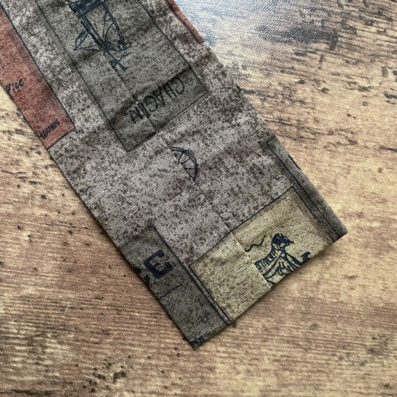 Vintage 1960's Square End Batik Tie / Brown Carri… - image 5