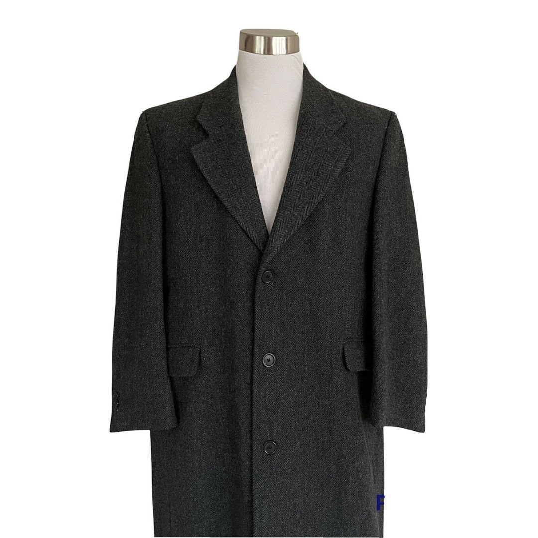 Chaps Ralph Lauren Vintage Mens Overcoat / Gray Herringbone - Etsy