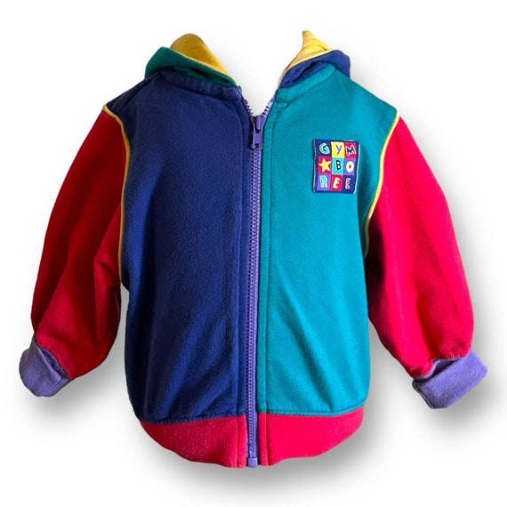 Vintage 90's Gymboree Rainbow Tag Infant Hoodie / Size 6 to 12 Months /  Colorblock Baby Sweatshirt 