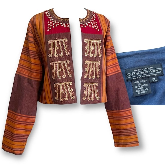 J. Peterman Vintage Patchwork Boho Bolero Jacket … - image 1