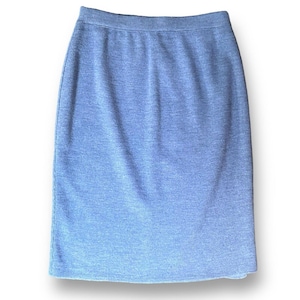 Vintage 1980&#39;s Kasha de Rodier Women&#39;s Sweater Skirt / Size 40 US 8  / Blue Wool Knit Sweater Skirt / Minimalist Vintage