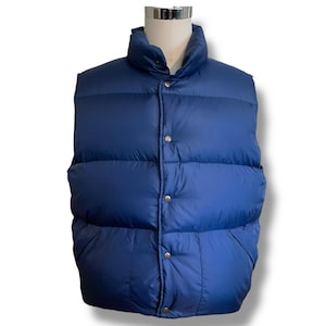 Vintage 1980's LL Bean Men's Puffer Vest / Size Large / Blue Nylon