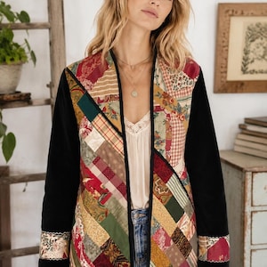Vintage Stonehill Sue Quilted Patchwork Jacket / Women’s Medium Large / Cottagecore Coat