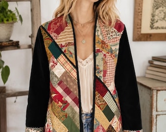 Vintage Stonehill Sue Quilted Patchwork Jacket / Women’s Medium Large / Cottagecore Coat