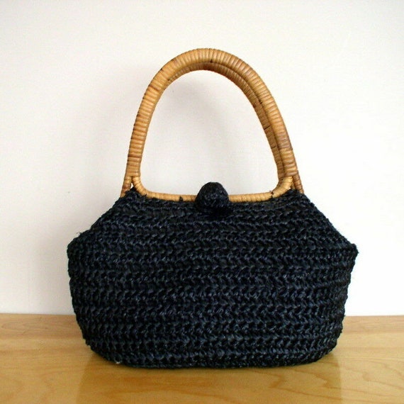 Vintage 1960s Boho Beatnik Handbag / Structured Wo