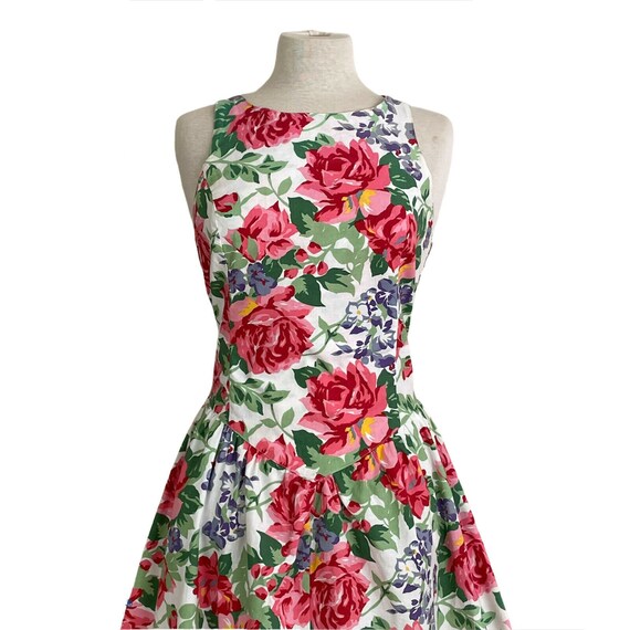 Vintage 1980's Womens Rose Floral Midi Dress / Co… - image 2