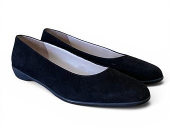 Vintage Salvatore Ferragamo Damskor / Storlek 8 B / Svarta minimalistiska kapselskor i mocka