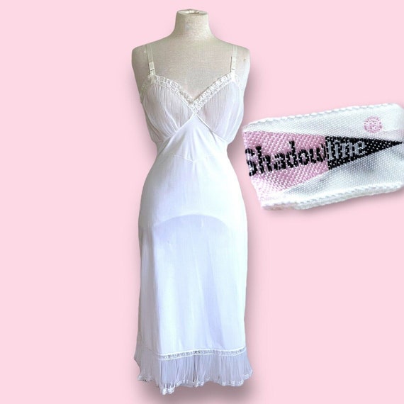 Vintage 1950’s Shadowline Women’s White Crystal P… - image 1