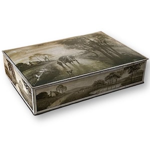 Vintage 1920s Uneeda Biscuit Tin / NBC Nabisco Crackers Tin / Decorative Tin / Large Pastoral Farm Scene