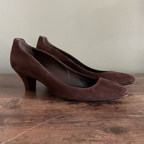 Ralph Lauren Collection Suede Heels Vintage 1990 s Minimalist Pump Contoured Kitten Heels Etsy UK