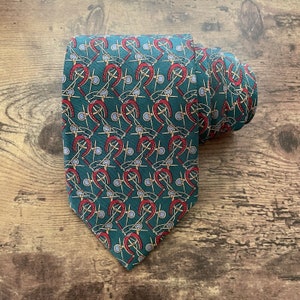 Brooks Brothers Vintage Necktie / Green, Red & Gold Horsebit Silk Tie / Vintage Menswear / A Gift For Him