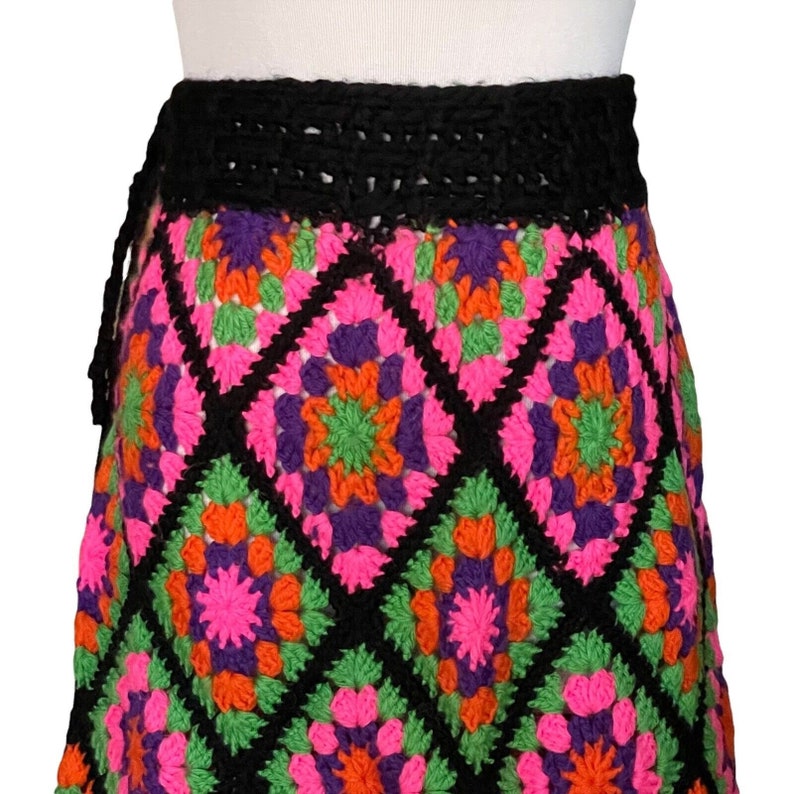 1970's Psychedelic Vintage Crochet Granny Square Maxi - Etsy