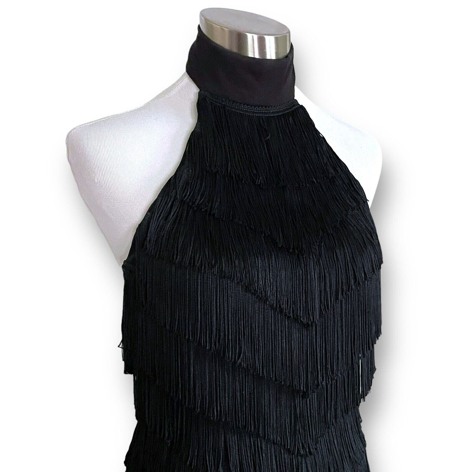 Vintage 90's Guess Collection Women's Black Fringe Dress