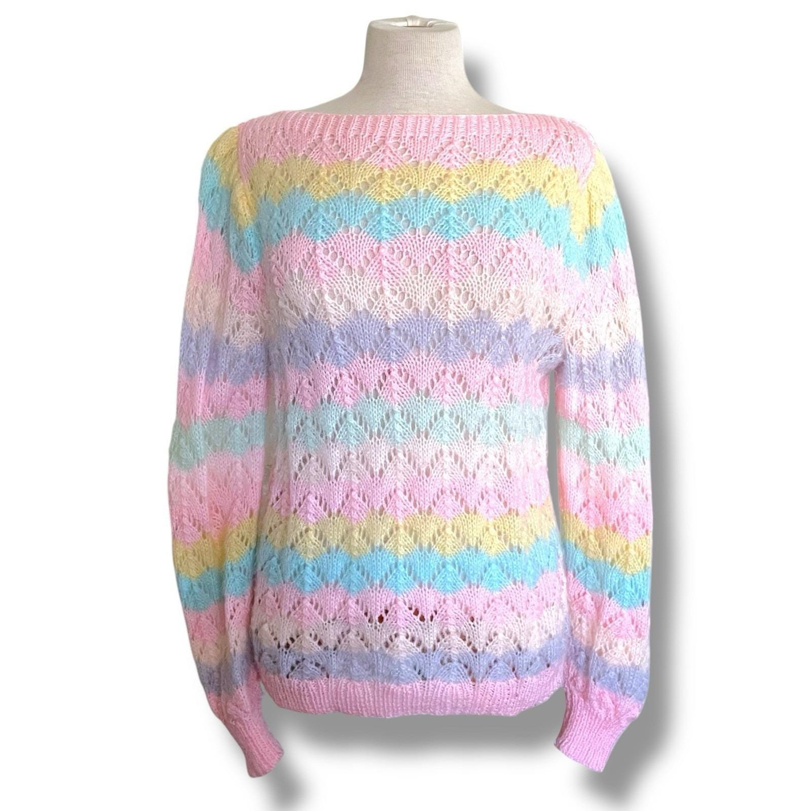 Vintage 1970's Women's Hand Knit Sweater Size Medium Large