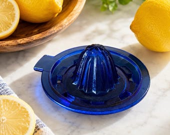 Vintage Kobaltblaue Glas Zitruspresse / Zitruspresse / Zitruspresse