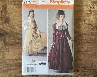 Simplicity 2172 Sewing Pattern / Size HH 6 8 10 12 / Steampunk Victorian Cosplay Costume / Jacket, Bustier & Skirt