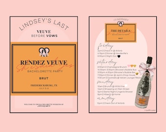 Last Rendez Veuve Bachelorette Party Itinerary | Digital Template | Editable in Canva