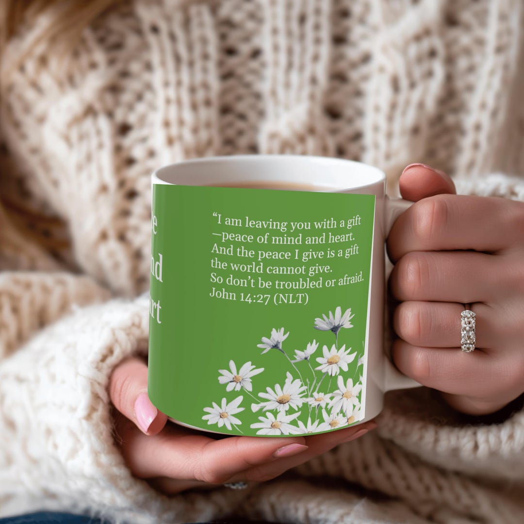Morning Prayer, Christian Coffee Mug, Peace of Mind + Heart, John 14:27 ...