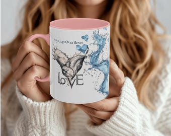 Psalm 23 Christian Coffee Mug: Inspirational Prayer Gift, Cup Overflows with Love, Morning Prayer, Bible Verse Mug