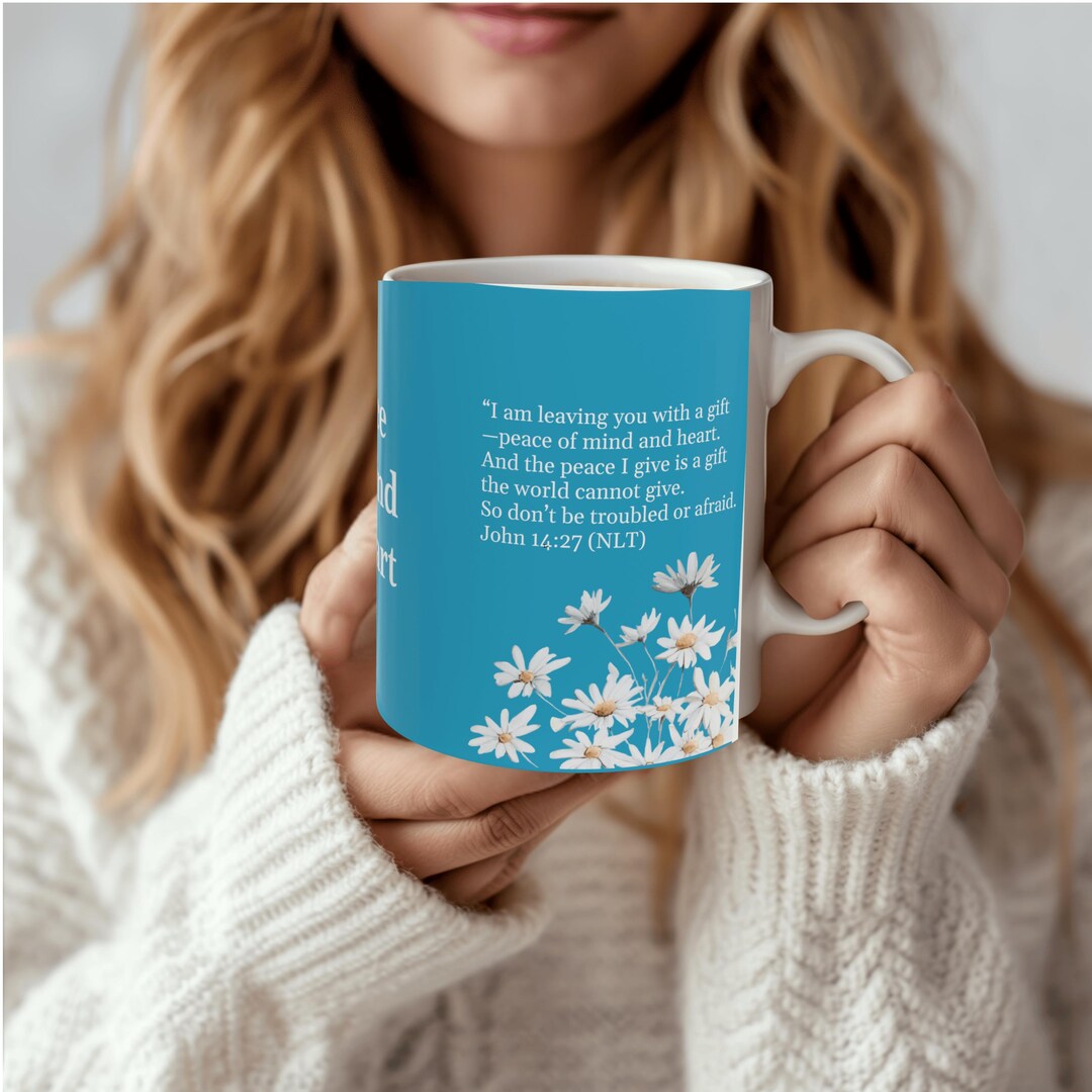 Morning Prayer, Christian Coffee Mug, Peace of Mind + Heart, John 14:27 ...