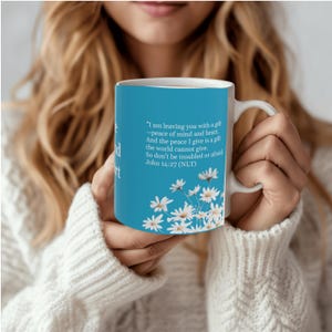 Morning Prayer, Christian Coffee Mug, Peace of Mind + Heart, John 14:27, Scripture Mug, Jesus Mug, Gift for Mom, Peace Mug, Prayer Mug