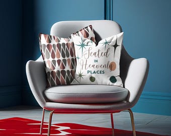 Christian Faux Suede Square Pillow, Seated in Heavenly Places, Jesus Pillow, Christian Home Decor, Christian Throw Pillows, Ephesians 2:6