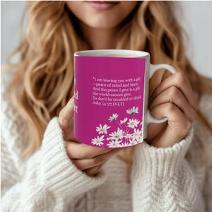 Morning Prayer, Christian Coffee Mug, Peace of Mind + Heart, John 14:27, Scripture Mug, Jesus Mug, Gift for Mom, Peace Mug, Prayer Mug