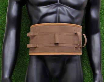 Mandalorian Armorer Leather Belt, Veg Brown Antique Leather