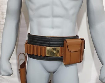 Cinturón de disfraz de Boba Fett: accesorios de cosplay mandalorianos de cuero genuino