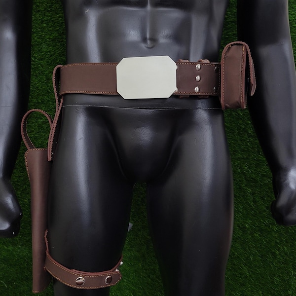Genuine Leather Han Solo Belt Holster, DL44 Rebel Pilot Halloween Costume