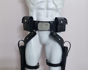 Handmade Axe Woves Mandalorian Leather Belt with Holsters