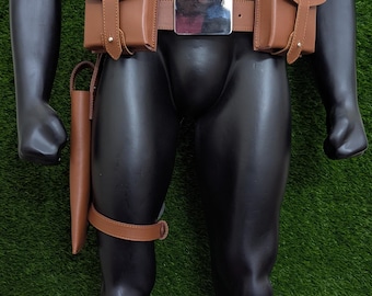Mandalorian Cosplay Costume Belt: Genuine Leather, Adjustable Holster & Pouches