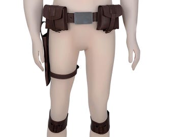Genuine Leather Mandalorian Cosplay Belt, Holster & Pouch Set