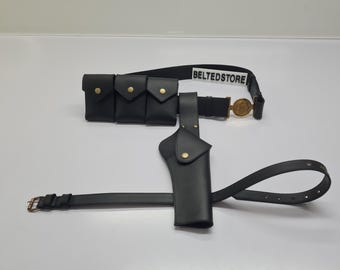 Cinturón de cuero para cosplay de Spider-Man Noir con bolsillos y funda